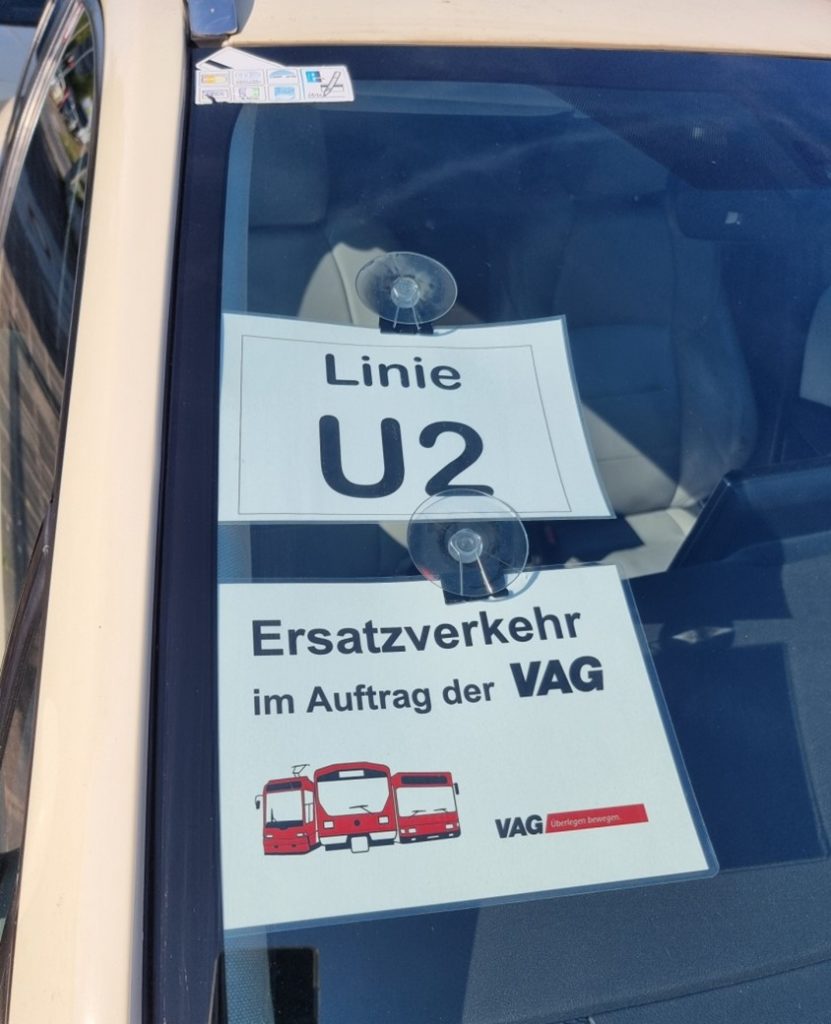 Taxi Ersatzverkehr-VAG Linie U2