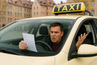 Taxifahrer mit Strafzettel